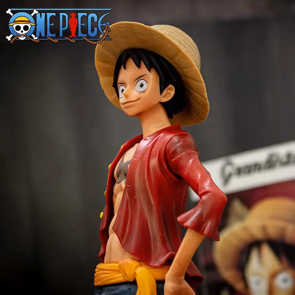 28cm One Piece Anime Figure Confident Smiley Luffy Three Form Face Changing Action Figurine Dolls PVC Model Toy Collection Gifts