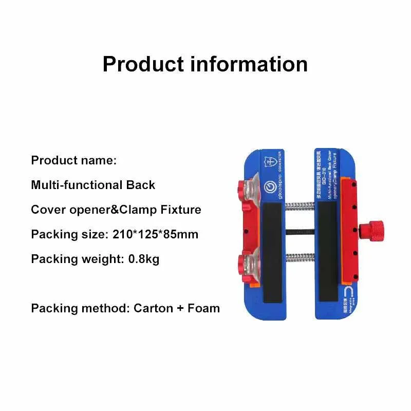 Gtoolspro GO-010 Multi-function Rear Cover Opener Camera Fixture Phone Disassemble Clamp Glass Fixed Suck Holder