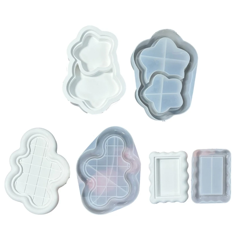 Resin Trays Casting Mold Star Silicone Molds Cloud/Stone Pattern Pallet Accessory Mould for DIY Enthusiast