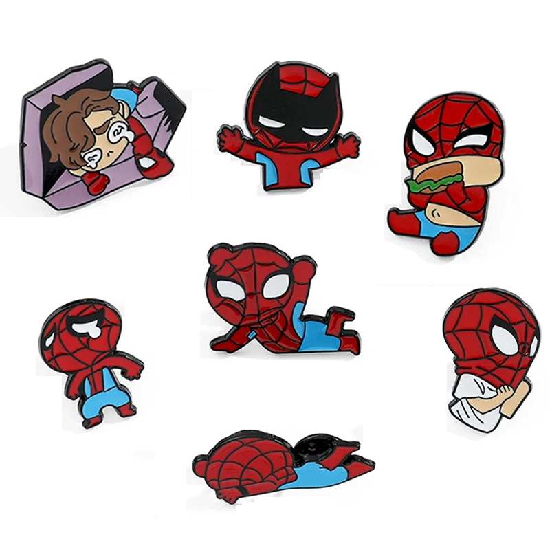 Spider Man morale seal badge alloy logo brooch superhero Marvel pendant,Lapels,Pins,Chest Badges,tactical Clothing Accessories