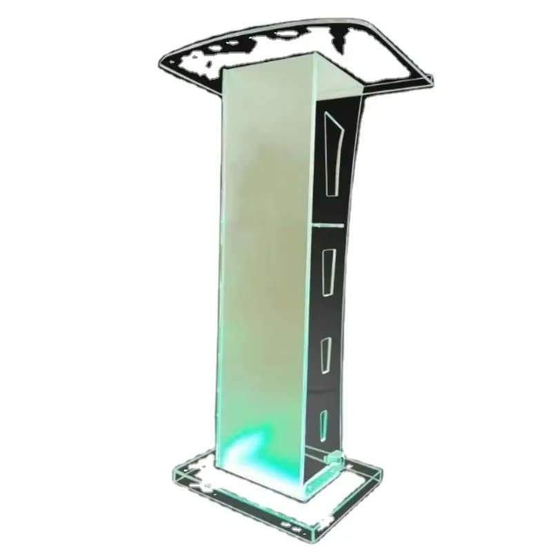 Factory customized detachable clear acrylic podium with led lighting system acrylic lectern.