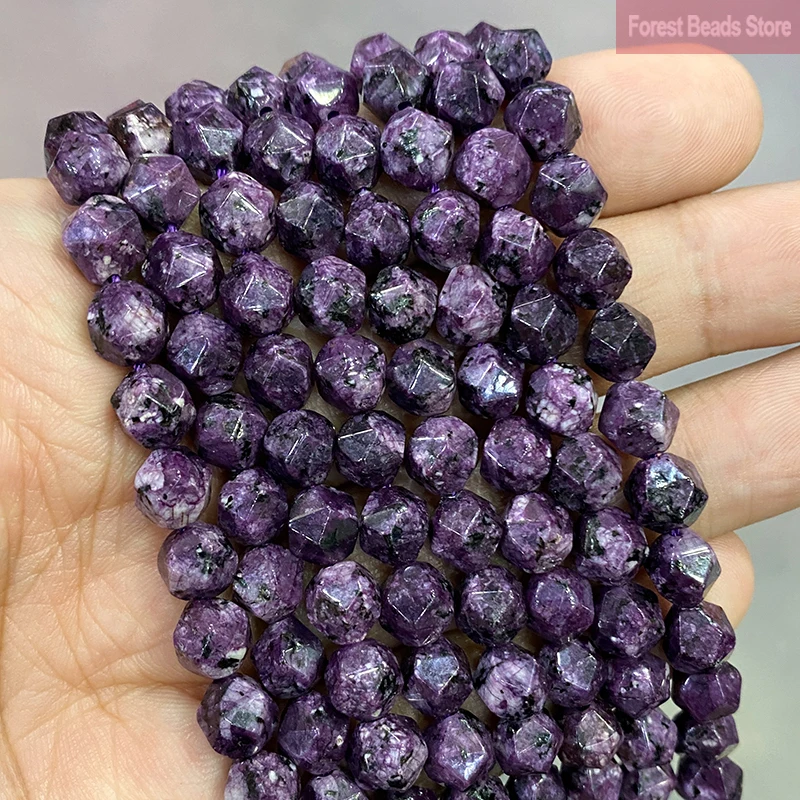 8MM Natural Faceted Purple Spot Stone Loose Spacer Beads for Jewelry Making By DIY Women\'s Bracelet Earrings Necklace 14\