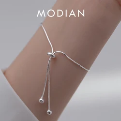 Modian Real 925 Sterling Silver Simple Snake Link Chain Women Bracelets Adjustable Fashion Bracelet Party Jewelry Making Gift