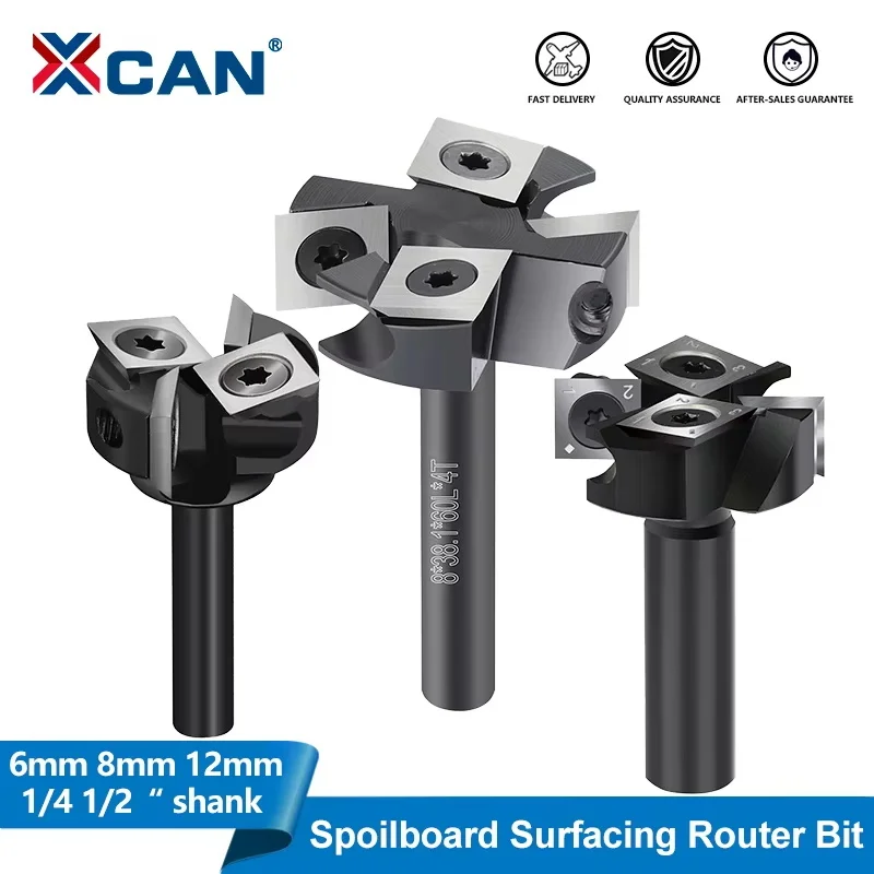 

XCAN Wood Planer Cutter Spoilboard Surfacing Router Bit Carbide Instert Milling Cutter CNC Surfacing Bit 6 8 12mm 1/4 1/2 Shank