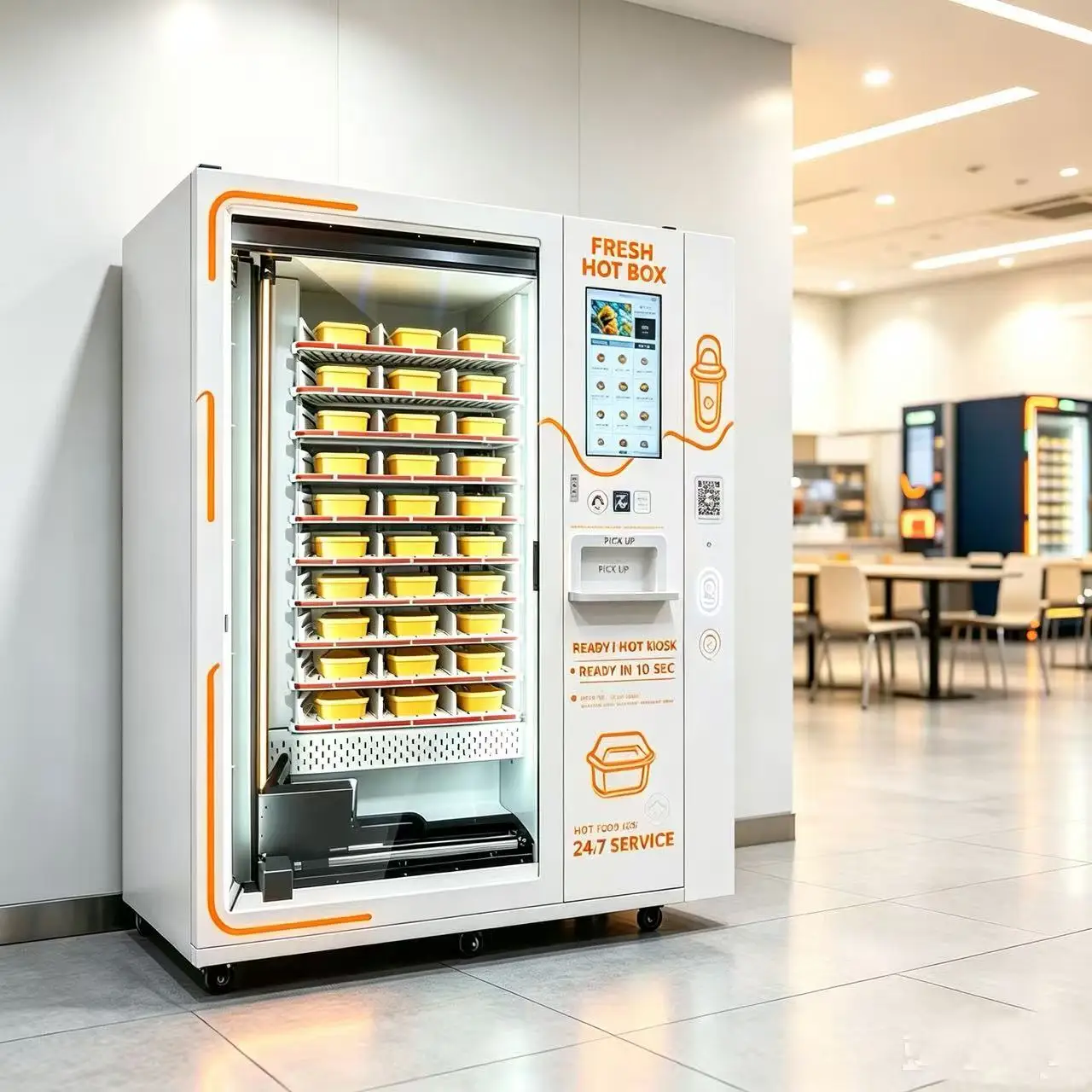 Hot Bento Fast Food Vending Machine Automatic Microwave Heating Lunch Box Sandwich Self‑Selling Kiosk For Station