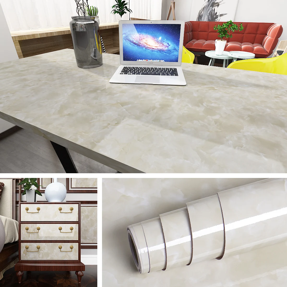 Marble Vinyl Wallpaper for Walls In Rolls Waterproof Wall Stickers Bathroom Table Kitchen Adhesive Sticker for Furniture Decor