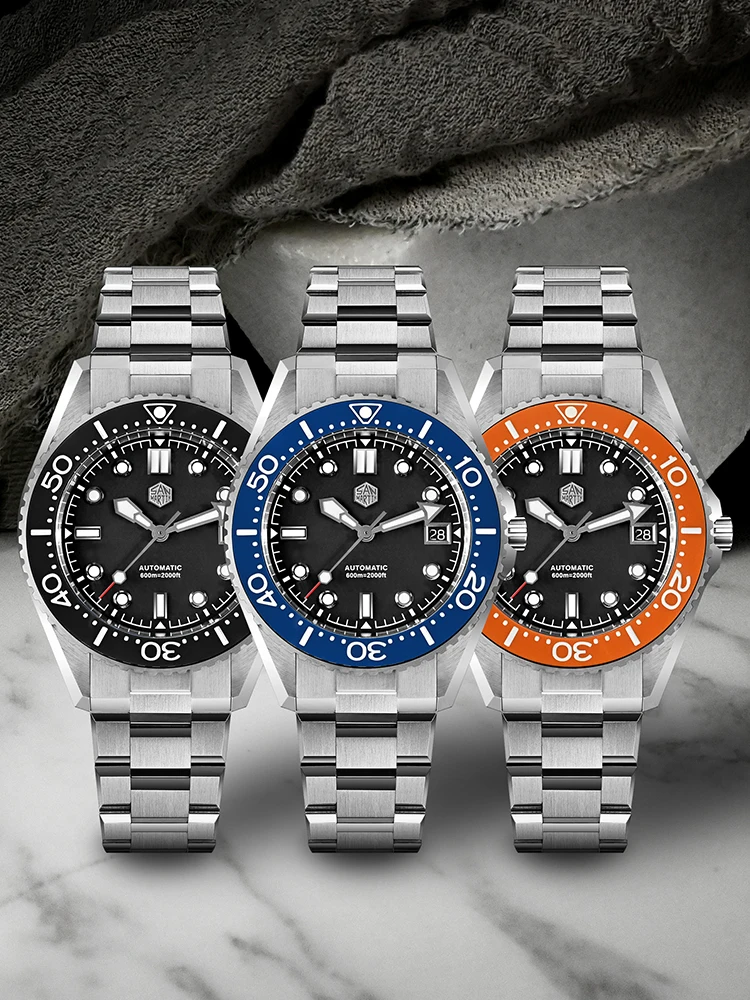 San Martin New 41mm ST2130 Sport Diving Men's Automatic Watches Sapphire 3H Date 60ATM Helium Escape Valve BGW-X1 Reloj SN0036C
