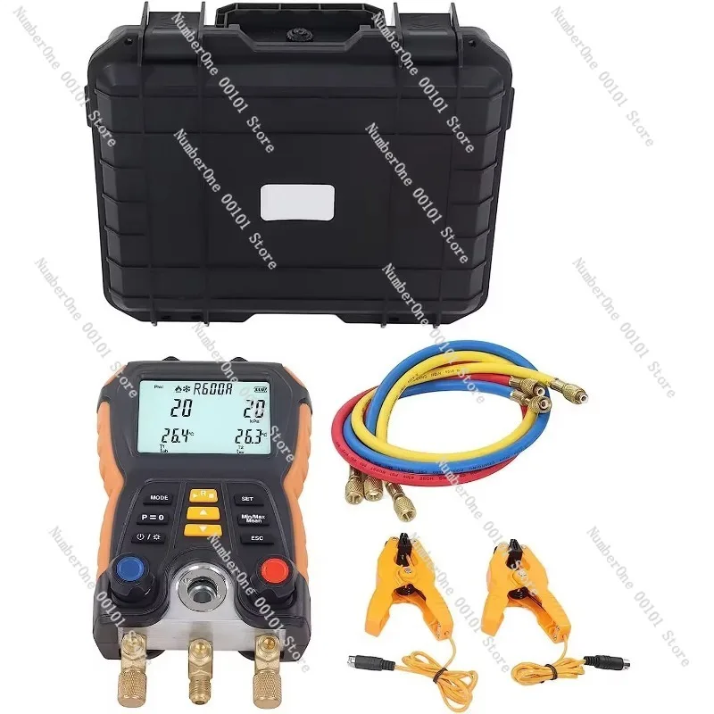 Waterproof Digital Refrigeration Pressure Gauge, Reinforced Hook Manifold Gauge for HVAC, Eliteches Style