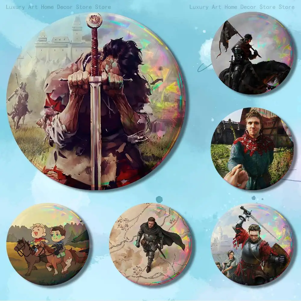 

K-Kingdom Come D-Deliverance 58mm 44mm HD Print Brooch Badges Pretty Derby Round Display Brooches Lapel Pins