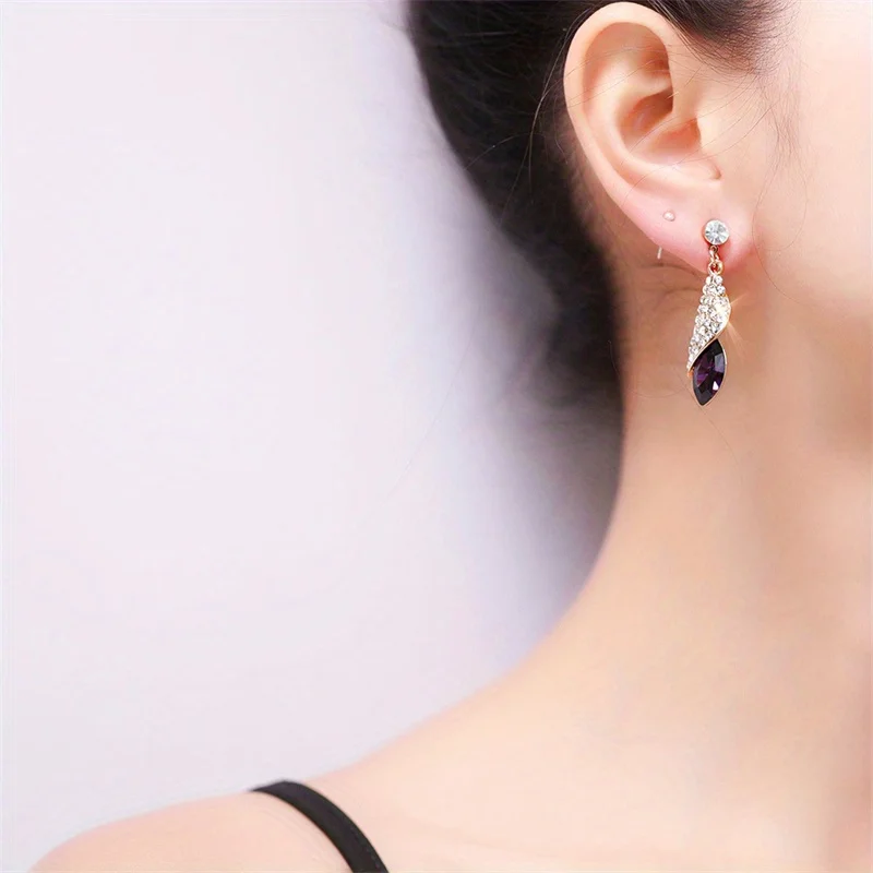Fashion Necklace Earring Crystal Sets for Women Rhinestone Water Drop Earrings Necklace Suit Gift