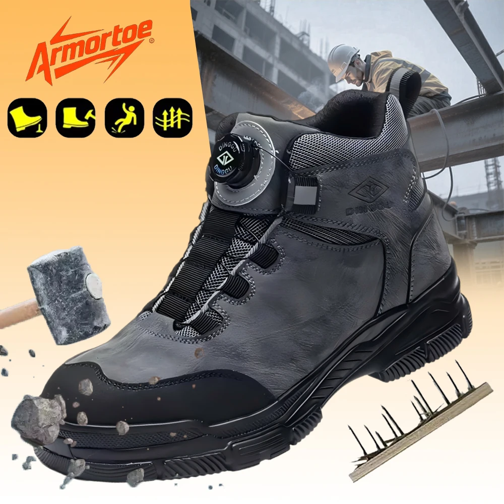 

ArmorToe Swivel Buckle Steel Toe Anti-smash Anti-stabbing Safety Shoes Wear-resistant Work Shoes #Armor2542
