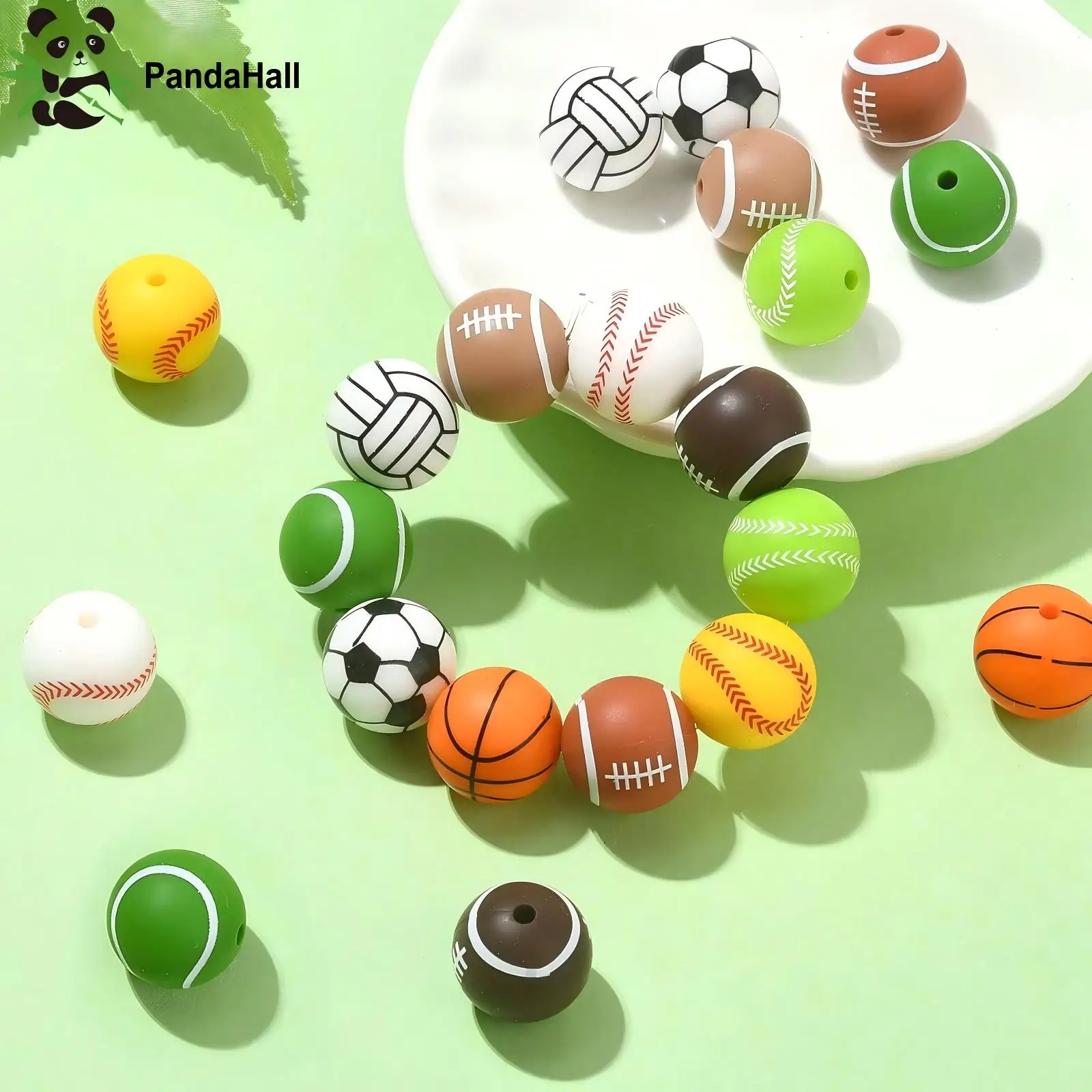 

PandaHall 20Pcs 15mm Sport Theme Beads Basketball Football Volleyball Silicone Beads Sports for Pen Jewelry Making