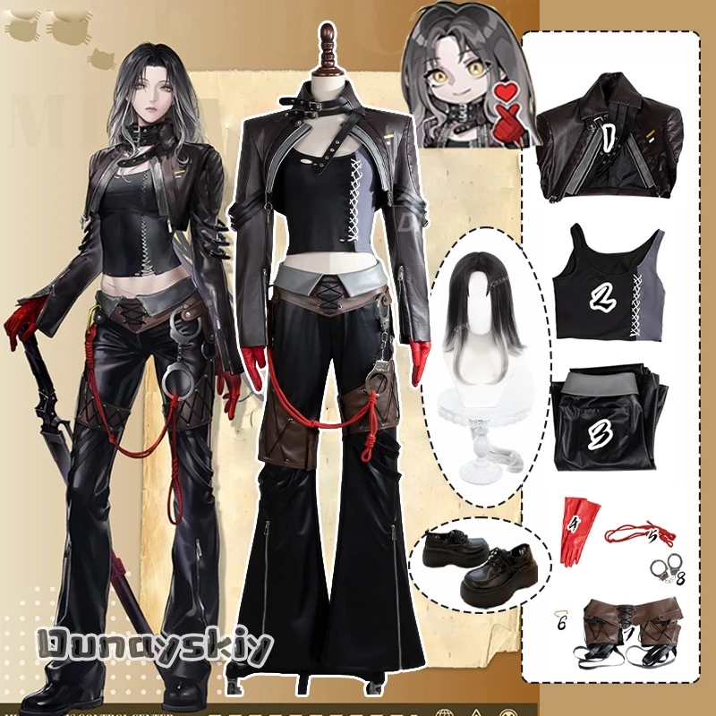 

Game Path to Nowhere Angell Cosplay Costume PU Leather Jacket Trousers Set Woman costume Angell Role Play Wig Shoe Suits xs-2xl