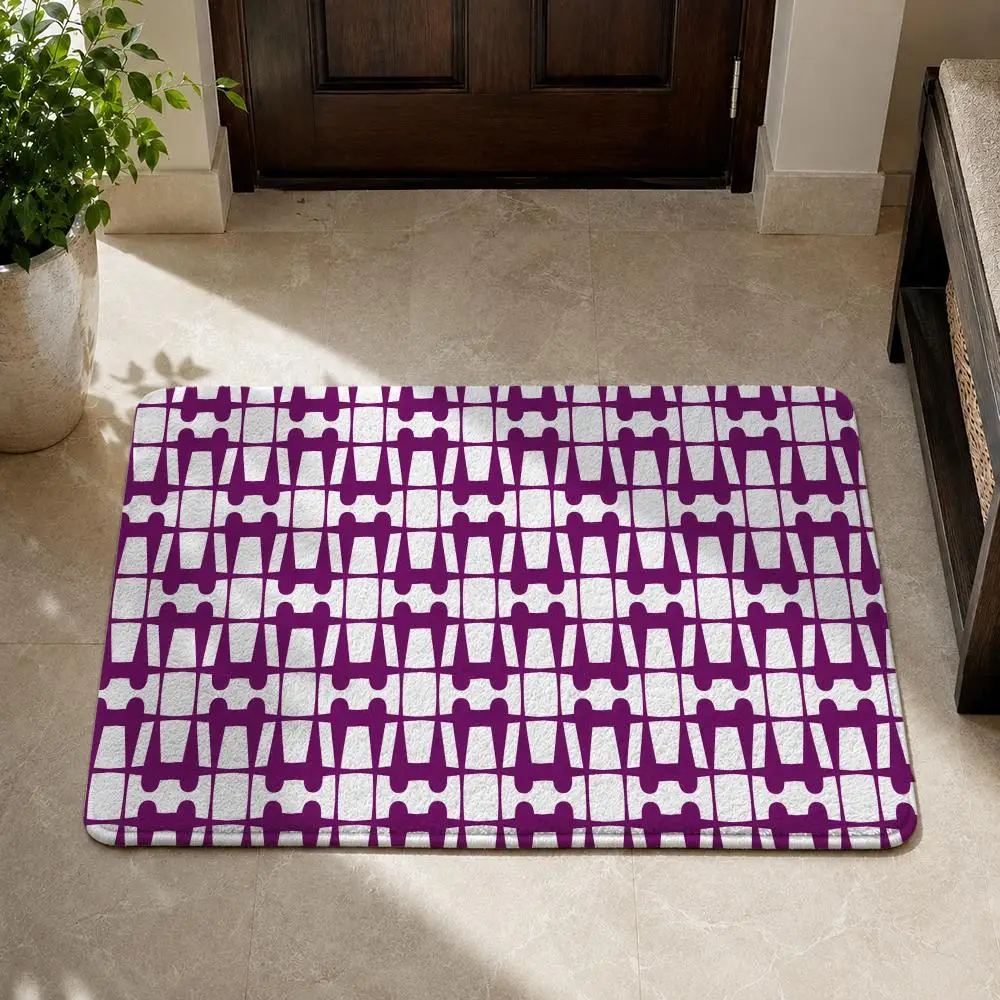 Waterdrop-shaped Line Arrangement Floor Mat Flannel Non-Slip Washable Soft Rug Bathroom Kitchen Bedroom Living Room Home Decor
