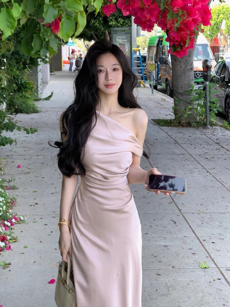 2000s Vintage Y2k Dress Women Bodycon Sexy Y2k Evening Party Dress Sweet Slim Elegant Office Lady