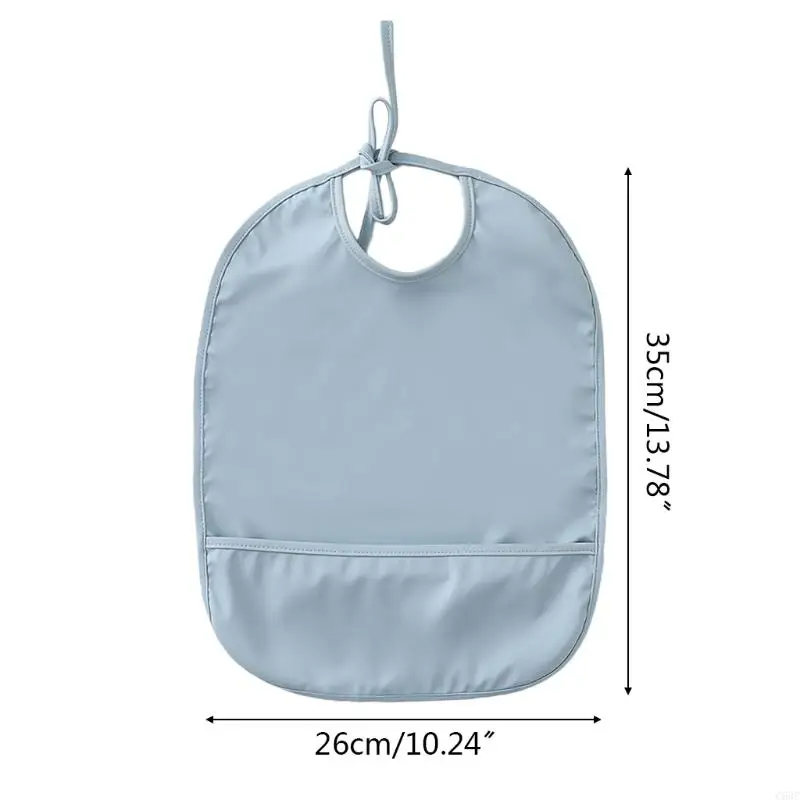 C63C Solid Color Waterproof Bib with Pocket Baby Infants Feeding Drawing Apron Smock