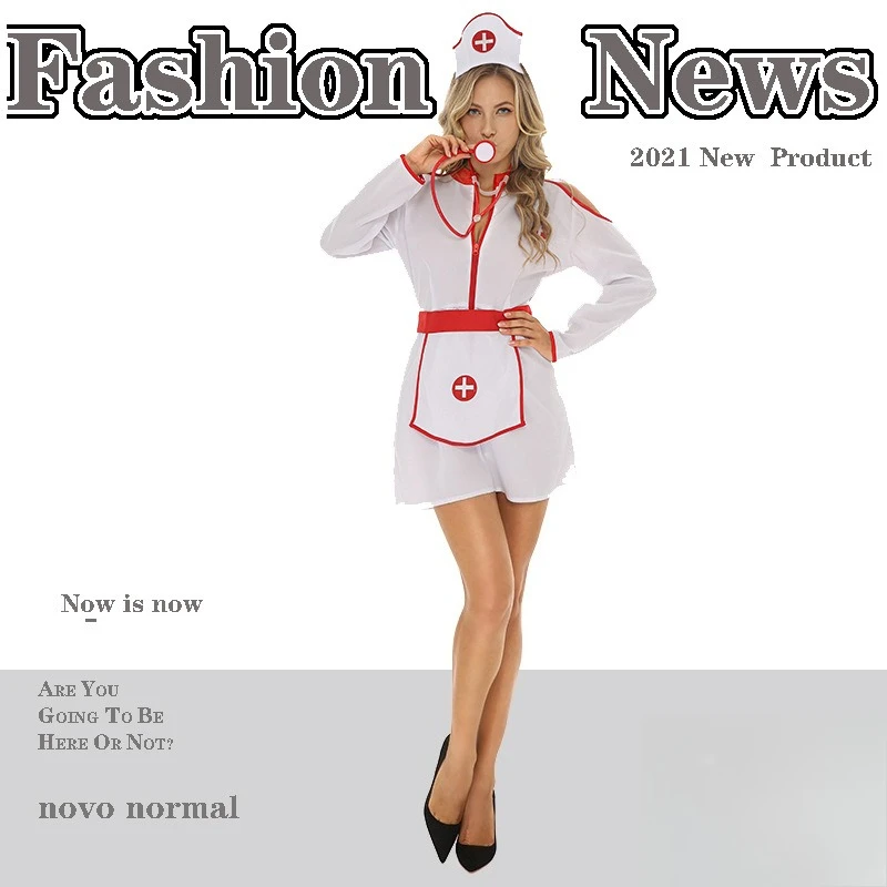 

Halloween Nurse Play Costume, White Angel Seduction Uniform, Bar Night Show DS Show Costume