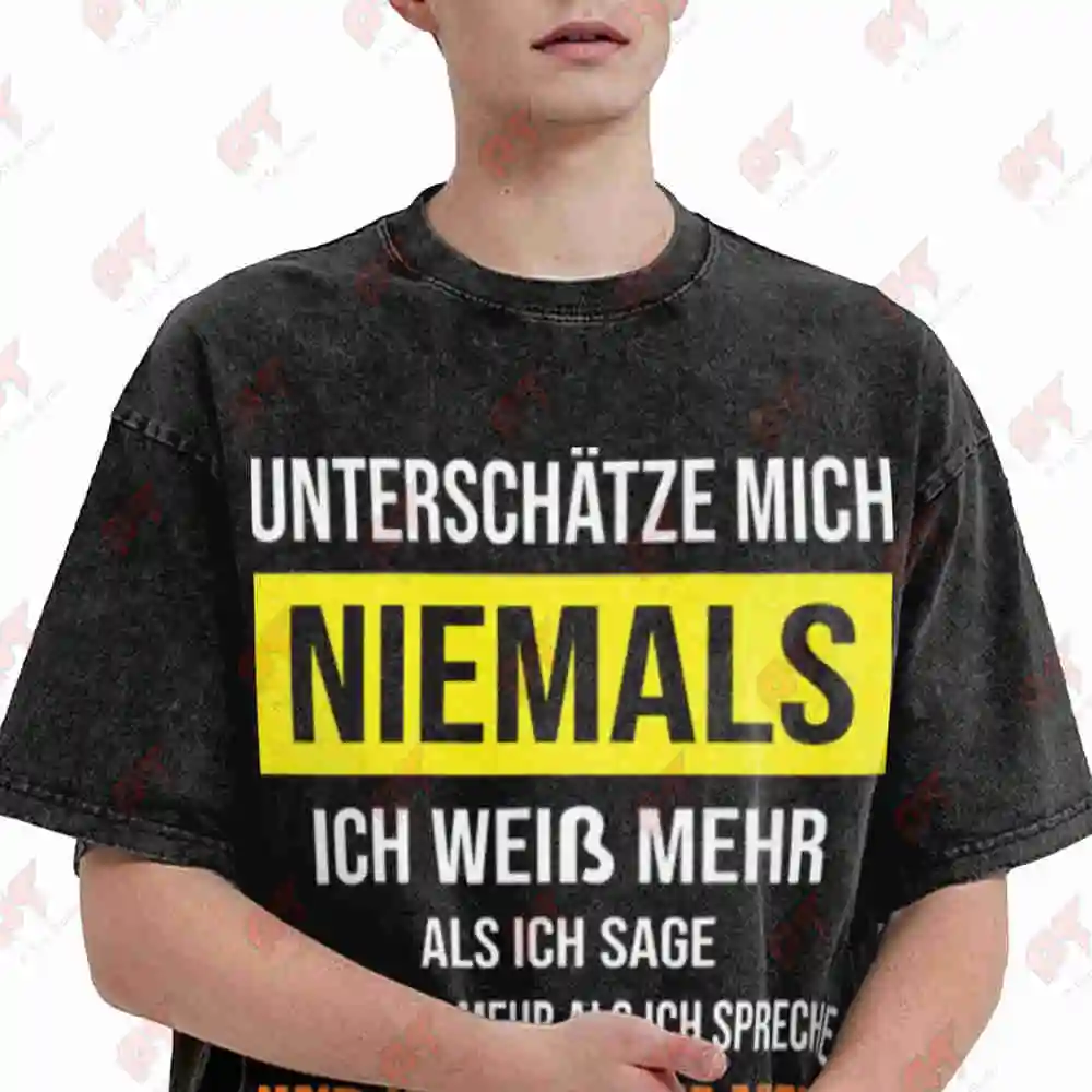 German Proverb Never Underestimate Me I Notice Everything Vintage Washed Tee Pure Cotton T-Shirt