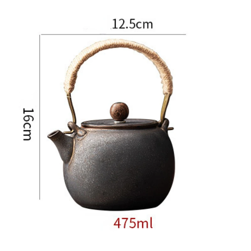 Japanese-style household retro ceramic beam pot teapot large-capacity tea brewing tea set Kung Fu tea set accessories