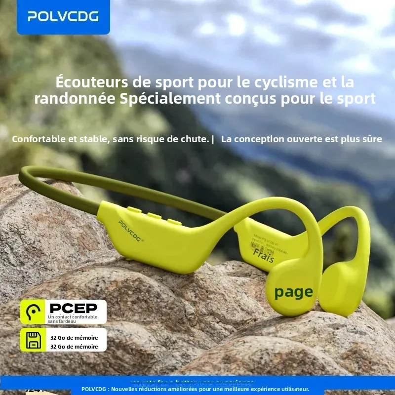 Écouteurs à conduction osseuse POLVCDG X1 Bluetooth 5.4, casque ouvert pour la course et les sports de plein air, version sans carte SD pour le cyclisme