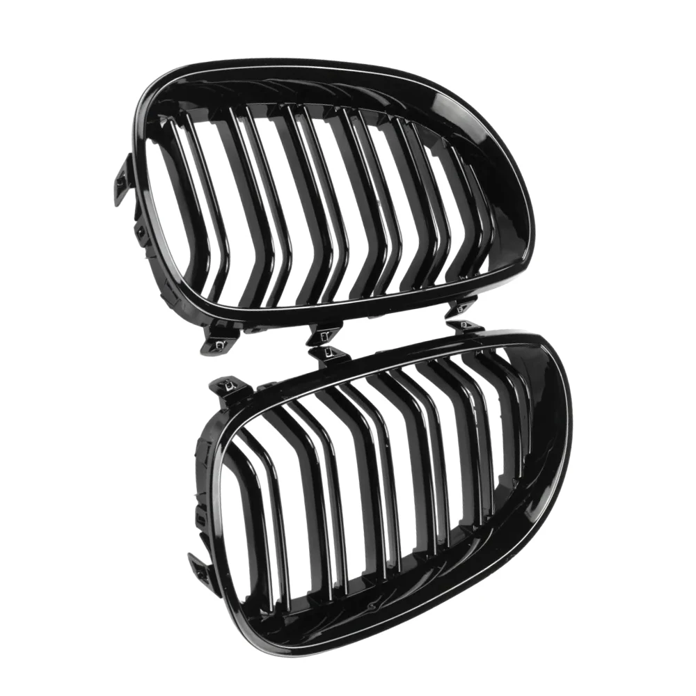 Front Bumper Grille Kidney Racing Grill Grilles For BMW 5 Series E60 E61 2003 2004 2005 2006 2007 2009 2010 Double Slats ABS