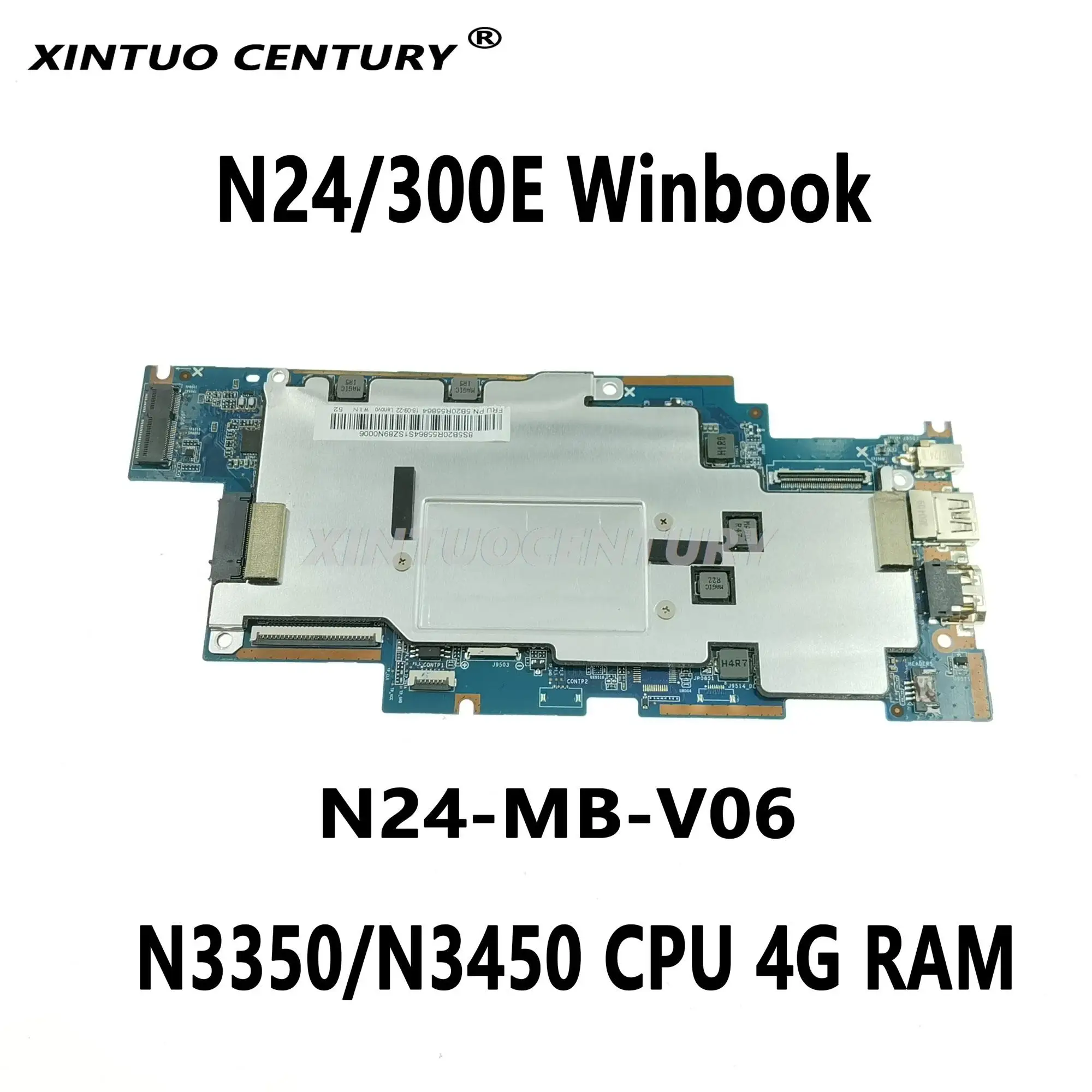 5B20R55867 5B20R55864 For Lenovo N24 Winbook 300E Winbook     motherboard N24-MB-V06 with N3350/N3450 CPU 4G RAM 100% Tested