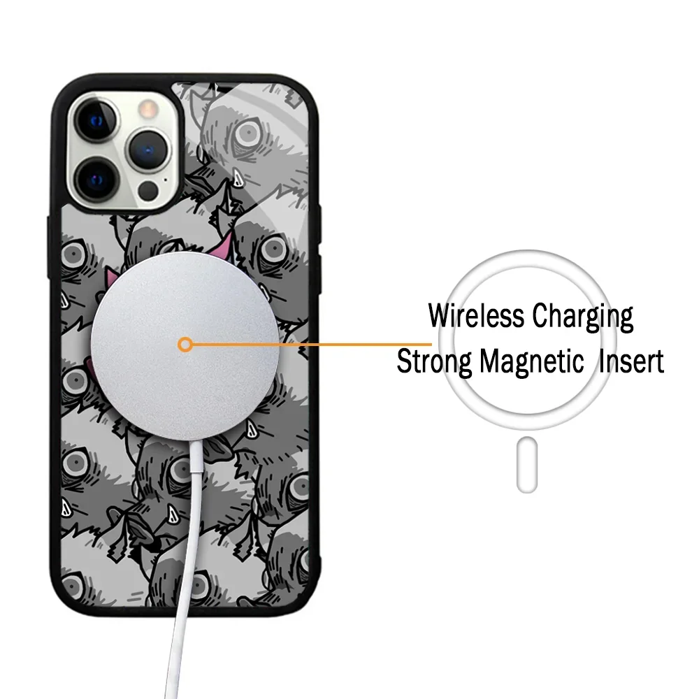 Anime Demon Slayer Hashibira Inosuke Phone Case For IPhone 11 12 13 14 15 Plus Pro Max Mirror For Magsafe Wireless Charging