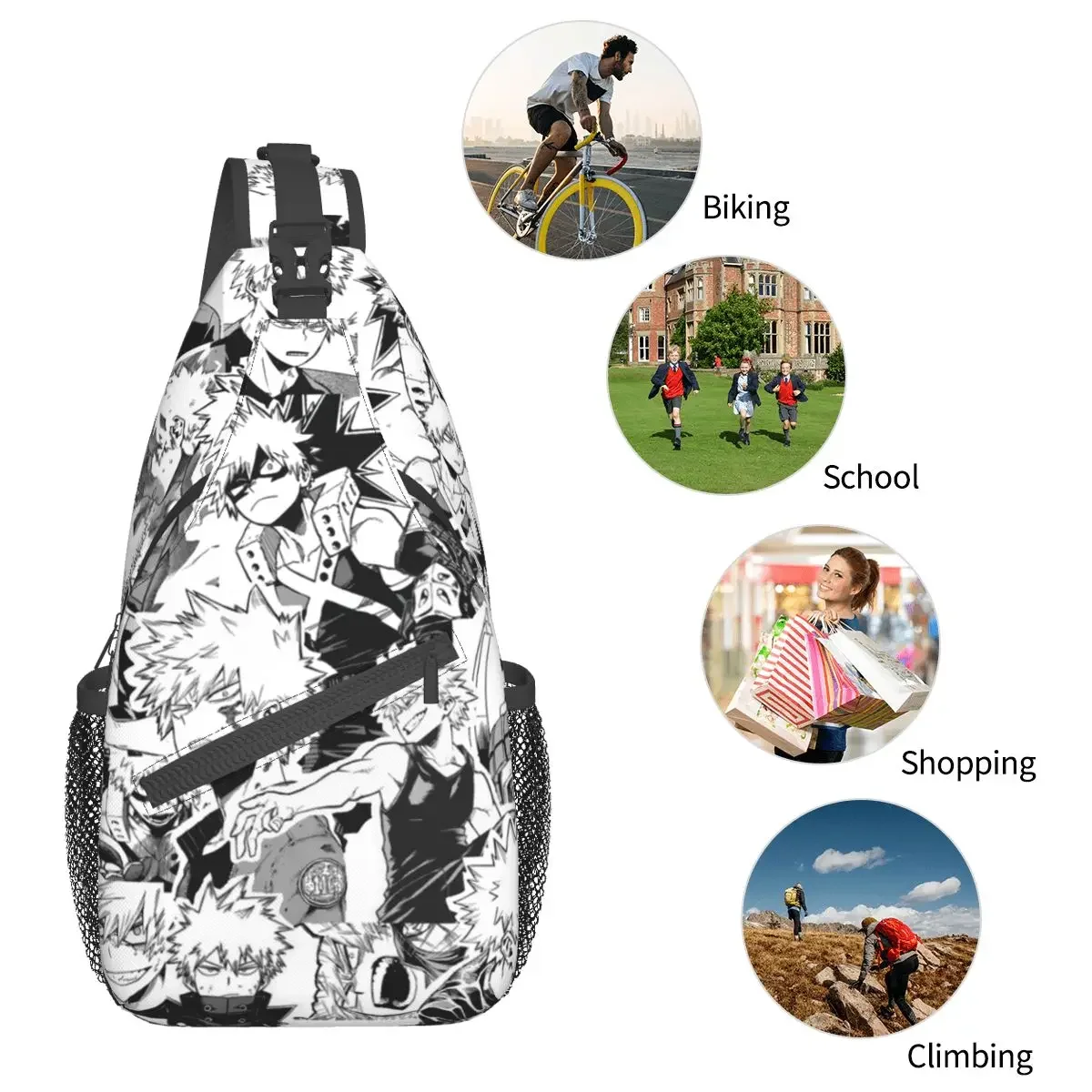 Katsuki bakugo Umhängetasche kleine Brusttasche Anime Schulter rucksack Tages rucksack Wandern Reise Fahrrad rucksack