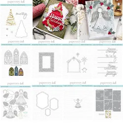 2024 New Christmas Tree Stained Glass Windows Winter Foliage Metal Cutting Dies Hot Foil Stencil For DIY Make Paper Card Album