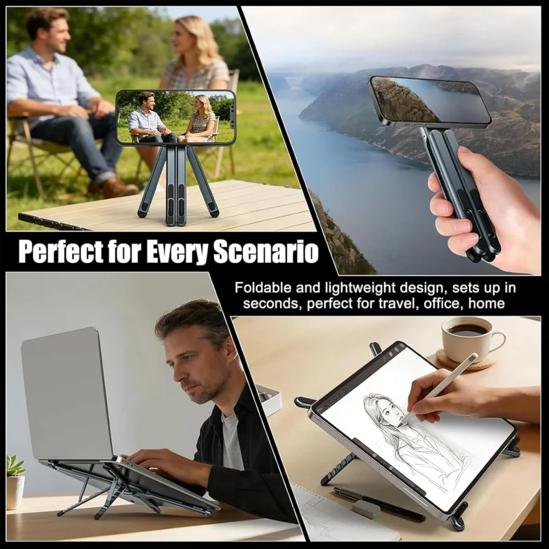 Laptop Stand for Desk, Foldable Aluminum Alloy Magnetic Computer Riser, for 10–16