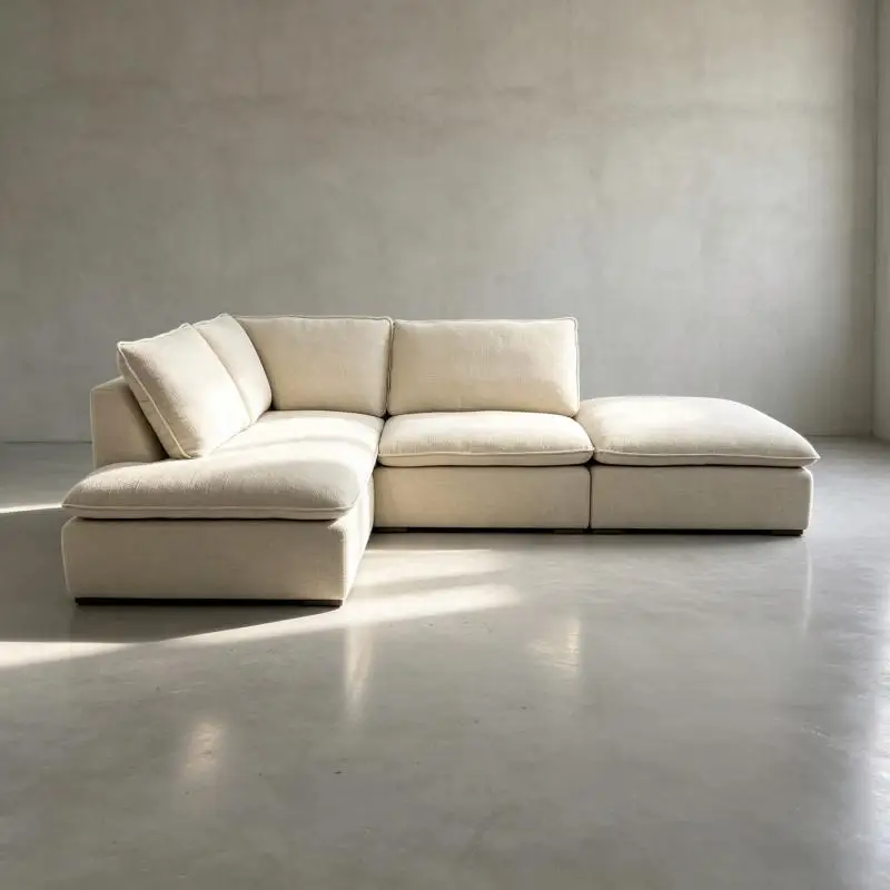 OAKEN Luxury Livingroom Furniture America Customized Linen Fabric Cloud Sofa Leisure Soft Cushion Living Room Furniture Set
