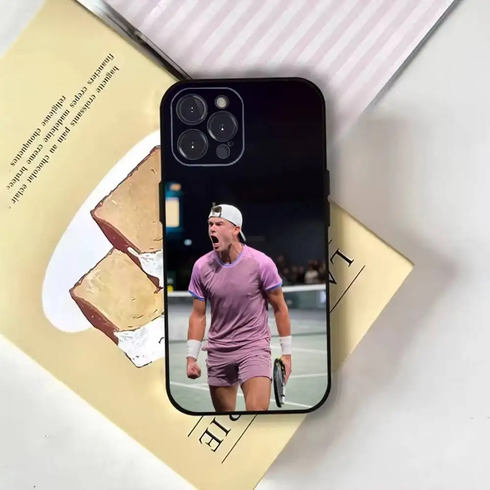 Funda de teléfono tenis Holger Rune para iPhone16,15,14,13,12,11 Plus,Pro Max,XS,X,XR,SE,Mini,8,7, funda negra suave