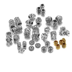 20pcs/lot Tibetan Silver Color Big Hole Spacer Loose Beads Metal Zinc Alloy Charm Bead For DIY Bracelet Jewelry Makings