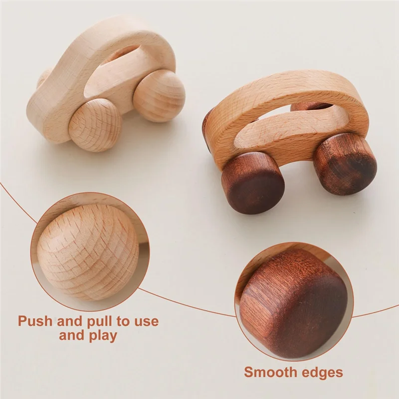 B49B-รถเด็กไม้ไม้รถสําหรับเด็กวัยหัดเดิน Baby Grip รถของขวัญสําหรับชายและหญิง, push และดึงรถ