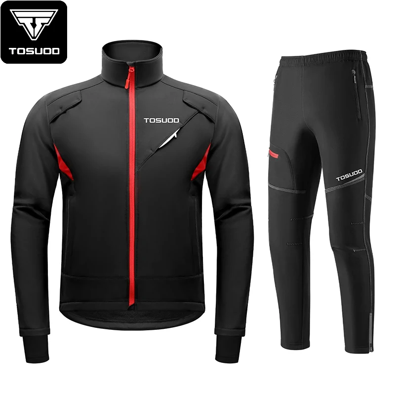 

TOSUOD Winter fleece Cycling Suit Thermal Warm Bike Jackets Pants Sets Women Men Rainproof Windproof Outdoor Bicycle Sports Set