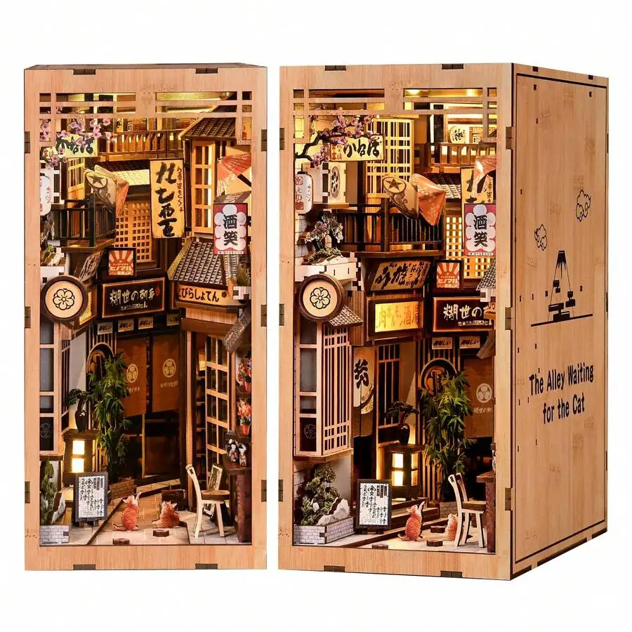Book Nook Kit, DIY Miniature House Kit For Adults And Teens, 3D Wooden Puzzle Booknook Tiny House Bookshelf Decor, Holiday Craft