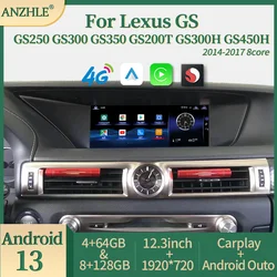 Per Lexus GS GS250 GS300 GS350 GS300h GS450h GS200T Android 13 GPS Radio Multimedia Player Navi Wireless Carplay OEM Menu