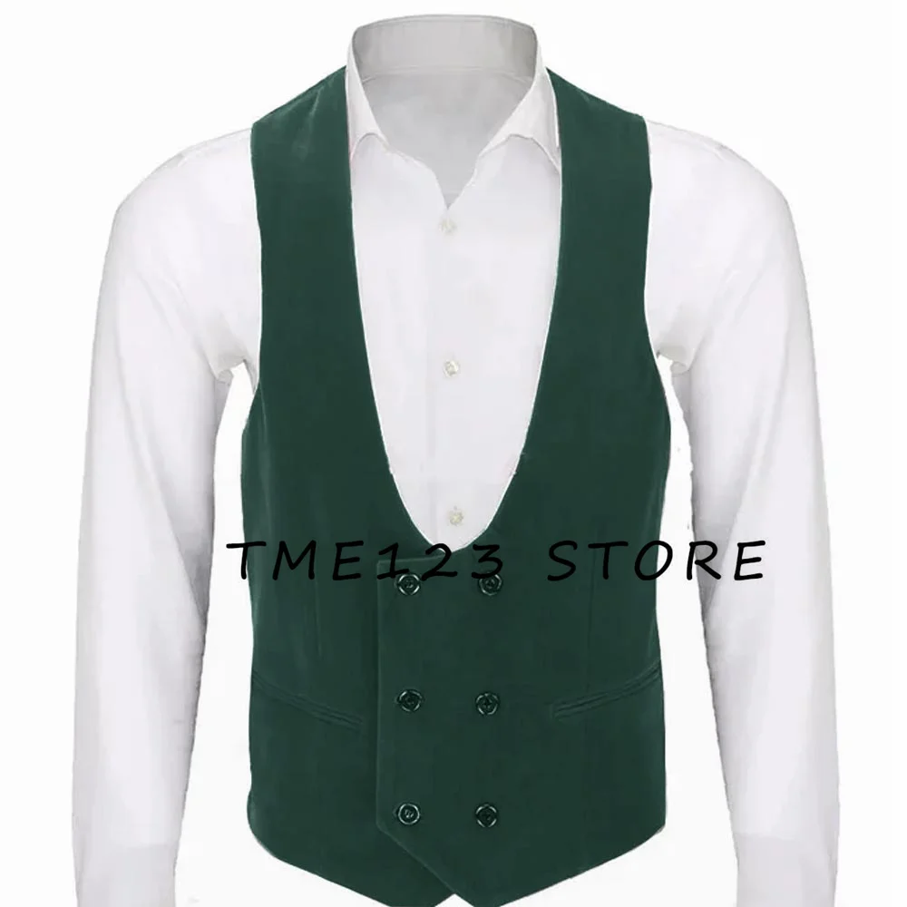 Men's velvet double-breasted one-piece men's suit vest V-neck slim-fit fashion custom wedding vest