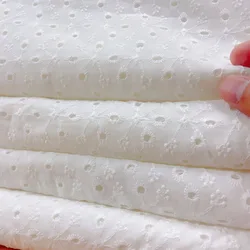 130x45cm Summer Pure Cotton Lace Fabric Making Skirt Clothing Wedding Dress Bridal Veil DIY Women Tops Embroidery Hollow Clothes