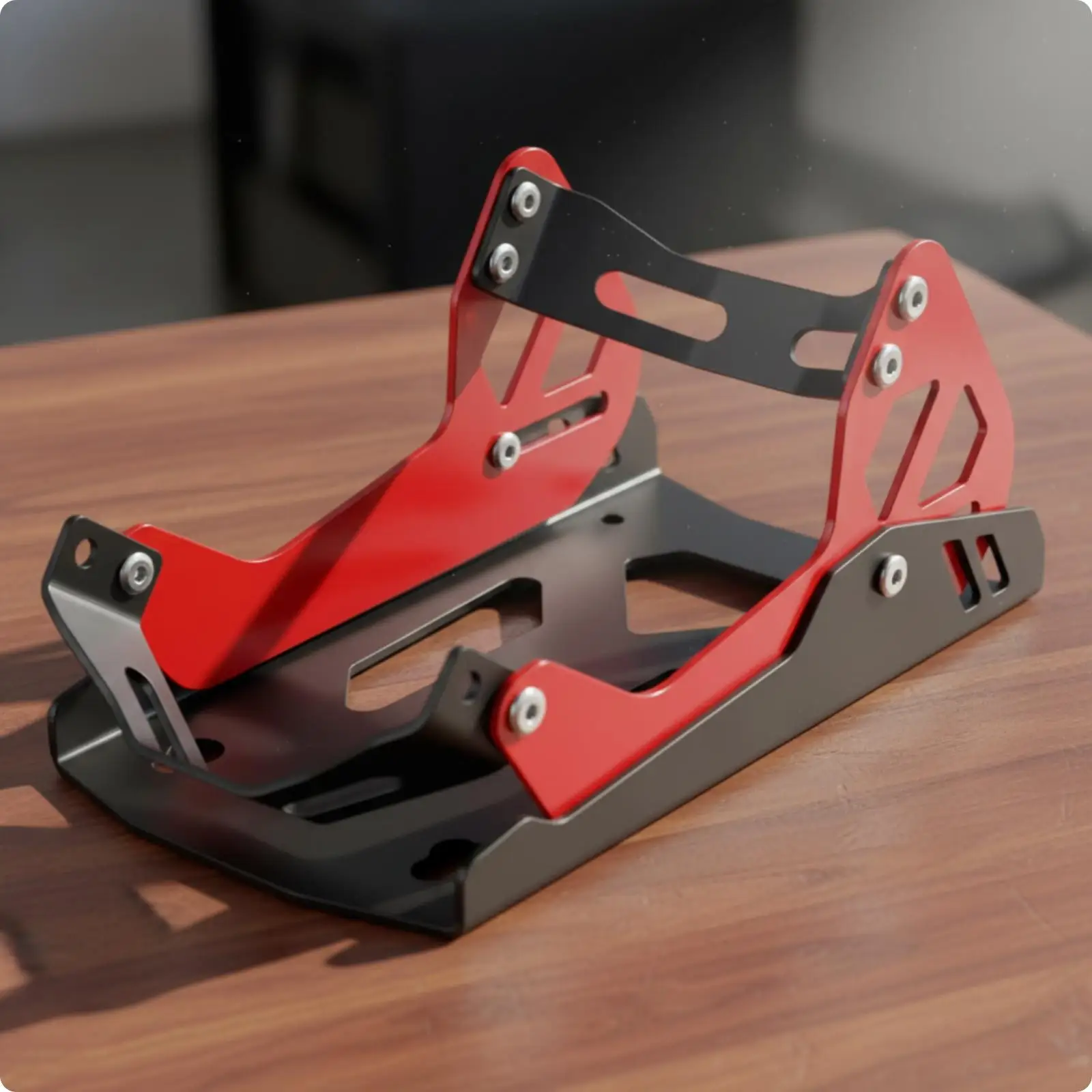 Heavy Duty Metal Motorcycle Tire Support Front Wheel Chock Secure Parking Stand Compact Footprint Design