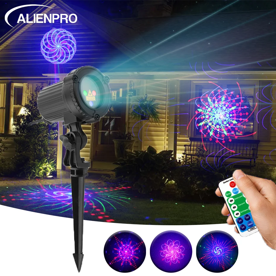 ALIEN 32 Patterns Christmas RGB Laser Projector Outdoor Waterproof Garden Holiday Xmas Party Outside Tree Home Decor Show Lamp