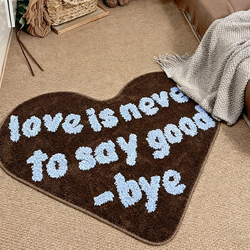 Living Room Carpet Soft Imitation Cashmere Comfortable Rug Heart Letter Pink Rugs Bedroom Fluffy Plush Floor Mat Home Decor Mats