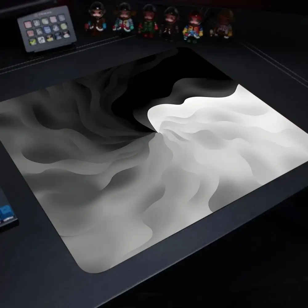 Fluid Mouse Pad Large Square Computer Office Game Table Mats Rubber Anti-slip Mousepads Small Decor Black and white Desk Pads
