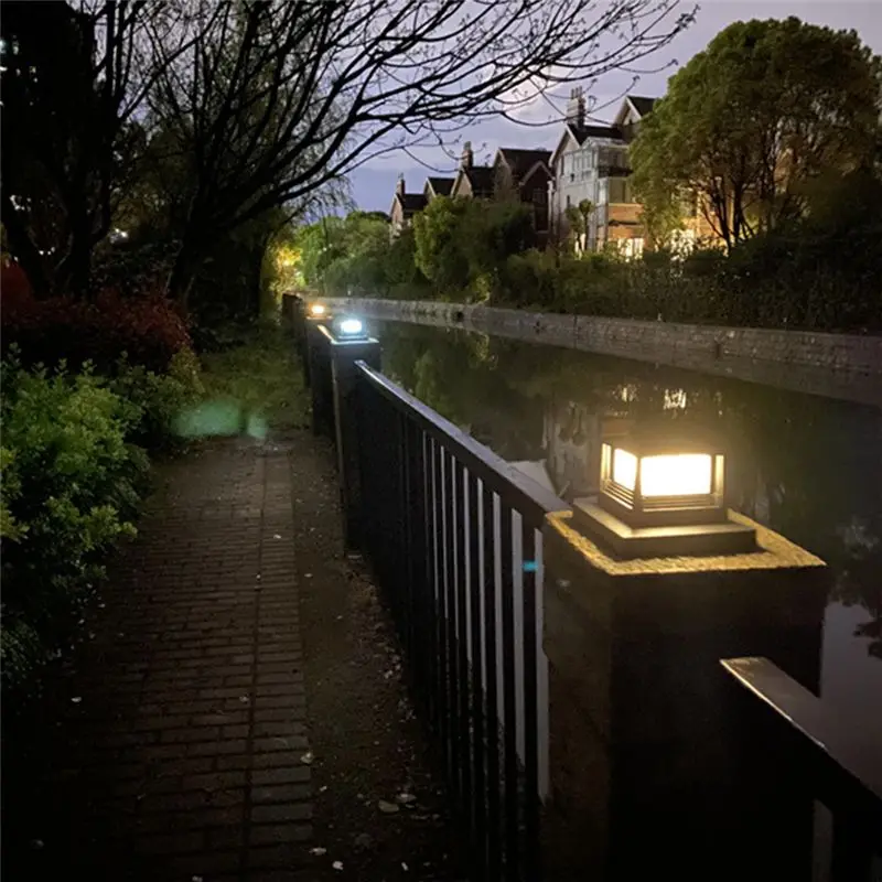 Efficient- 2PCS Solar Light Fence Gate Pillar Head LED Lamp Villa Column Lamp for House Gate Patio Garden Wall