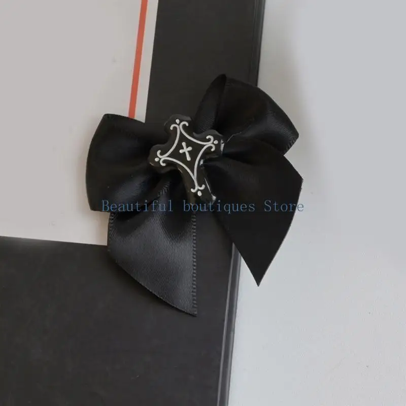 

U4LF Милая заколка для волос, милая женская заколка для волос в форме банта с крестообразным декором, маленькая свежая стильная