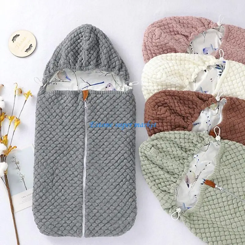 090B طفل مقنعين سستة عربة Footmuff كيس النوم محبوك المغلفات الخريف الشتاء كيس النوم الرضع حديثي الولادة قماش للف الرضع #4