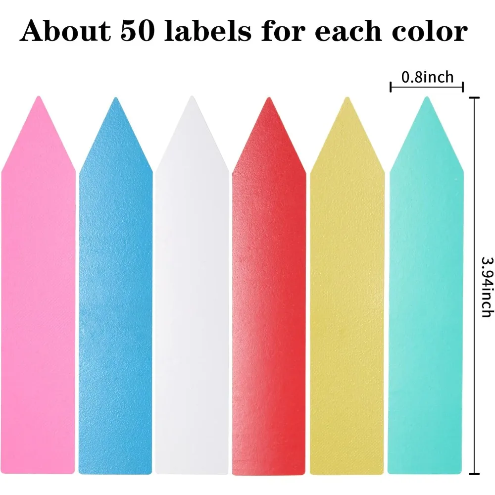 300 Pcs 4 Inch Plastic Plant Markers, 6 Colors Waterproof Garden Labels for Pots