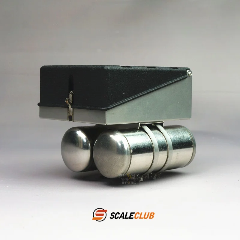 Scaleclub Model 1/14 For JX F2000 Trailer Truck Mud Head Upgrade Metal Battery Box Gas Tank For Tamiya  Lesu Rc