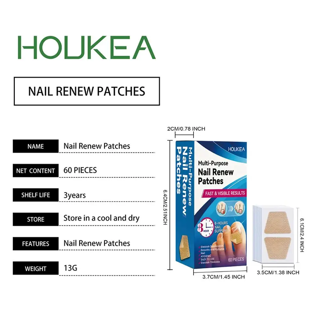 60 Stück Zehennagel-Pilz-Patch, wasserdichte Nagel-Reparatur-Patches, Nagel-Eingewachsene Korrektur-Aufkleber für verfärbte oder beschädigte Nägel