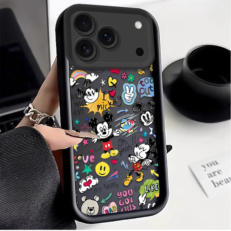 Funda de teléfono suave con grafiti de Disney Mickey para iPhone 17 Air 16E 16 15 14 Plus 13 12 11 Pro Max XR SE 2020 SE4 7 8 funda de silicona